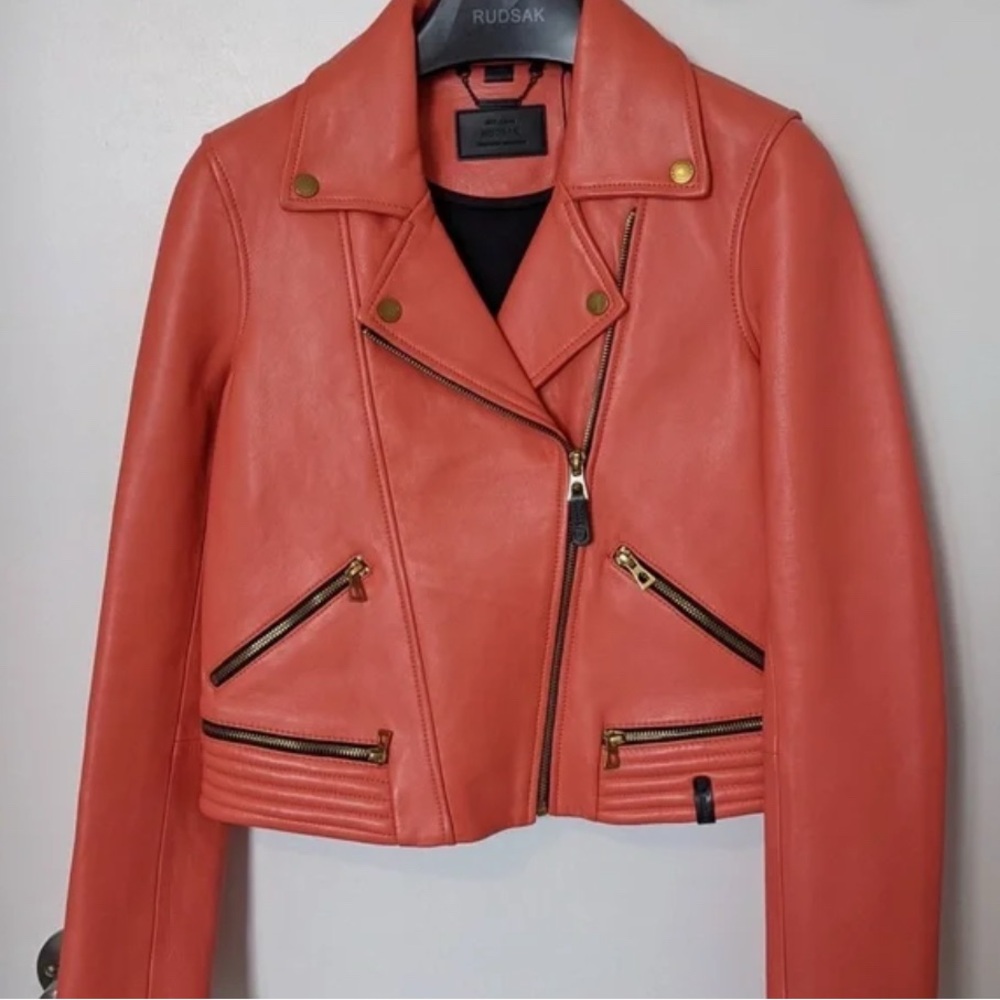 RUDSAK Bright Orange Leather Jacket